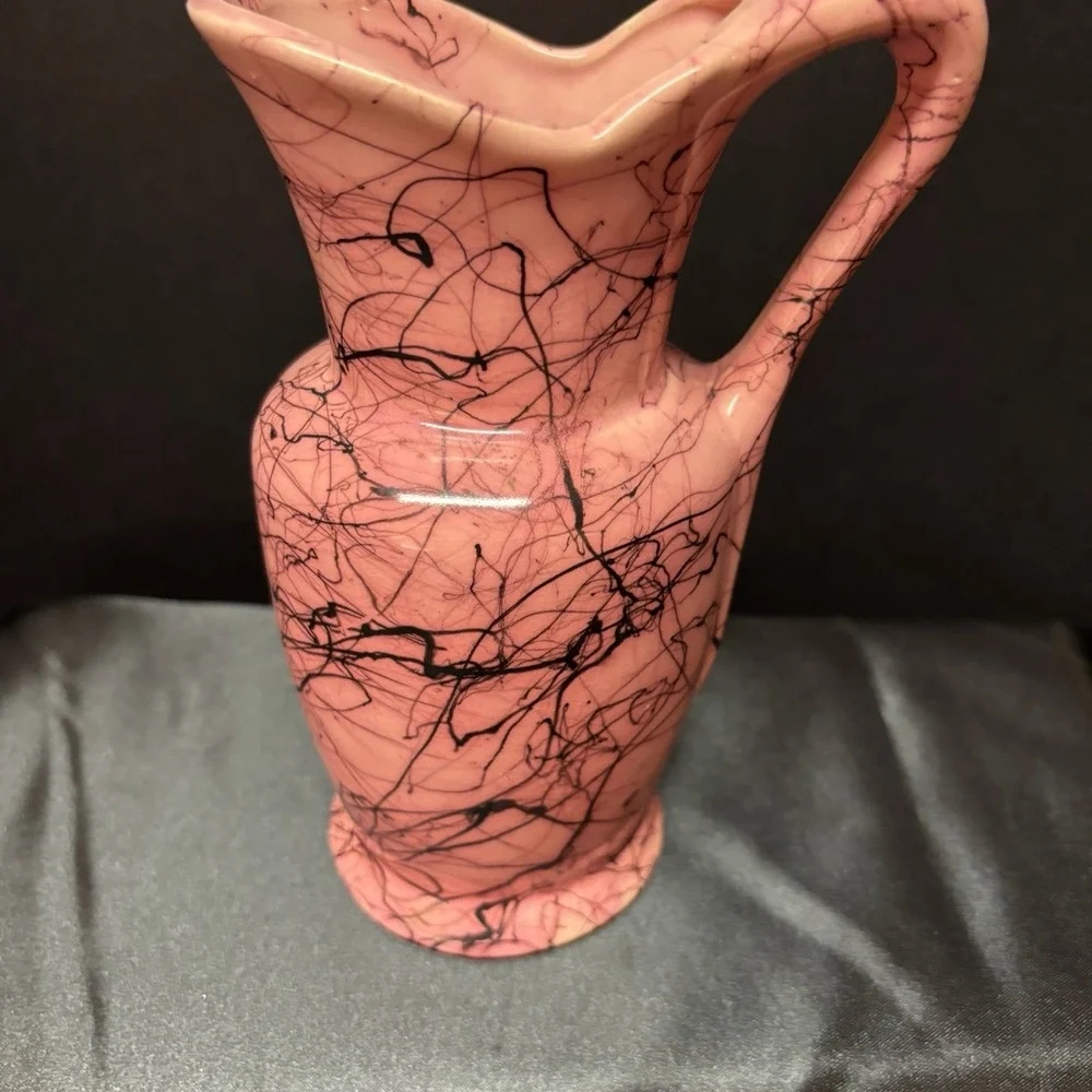 Vintage McCoy Pottery Pink/Black Swirl  7